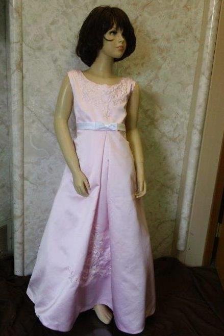 long beaded embroidered flower girl dress